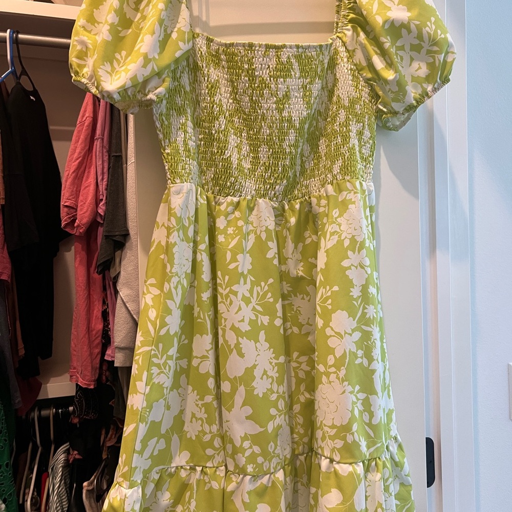 Floral Green Kids Dress